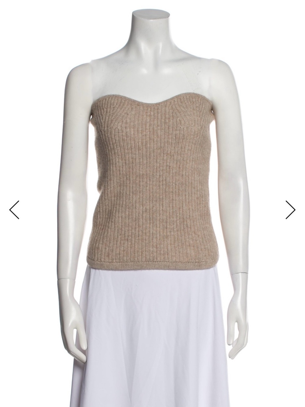 Isabel Marant Beige Strapless Ribbed Knit Top 70% wool 30% cashmere